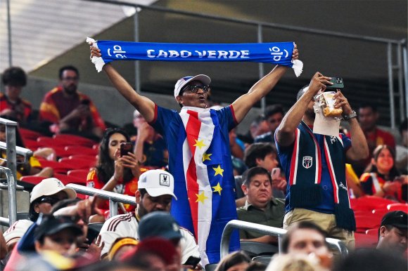 A Cape Verde fan with a scarf during the FIFA World Cup 2026 Group H match between Spain and Cape Verde on June 15th, 2026.