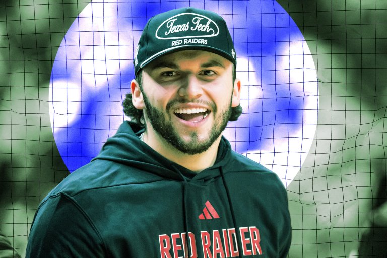 A photo illustration featuring former Texas Tech quarterback Brendan Sorsby.