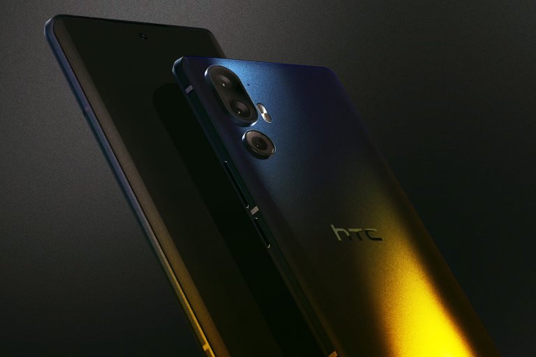 An illustration featuring an HTC U24Pro that appears to fade to gold at the bottom.