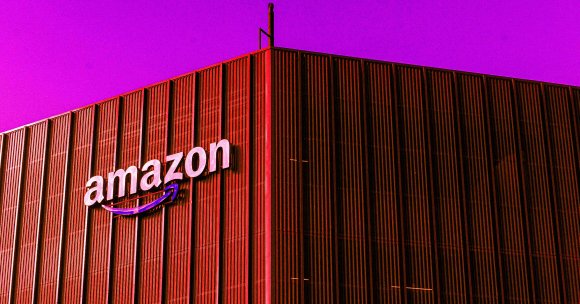 A color-treated photo of Amazon Logistics, in Antwerp.