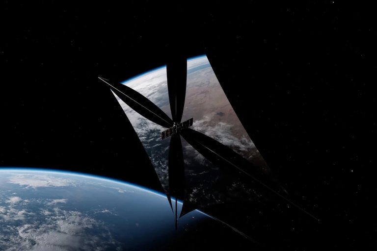 A rendering of a mirror satellite in space above Earth provided by Reflect Orbital.