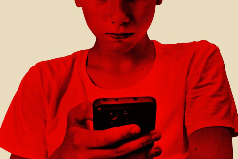 A photo illustration featuring a young boy on his smartphone.