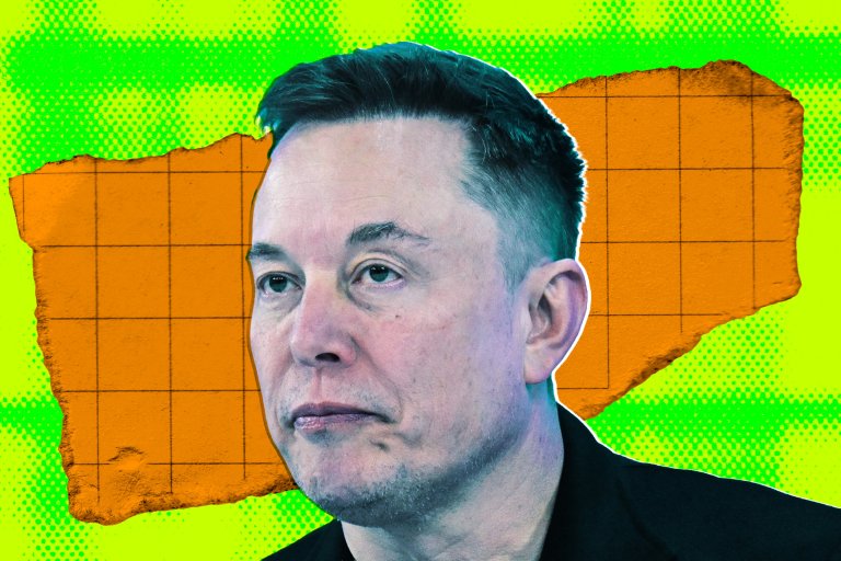 A colorful photo illustration featuring Elon Musk.