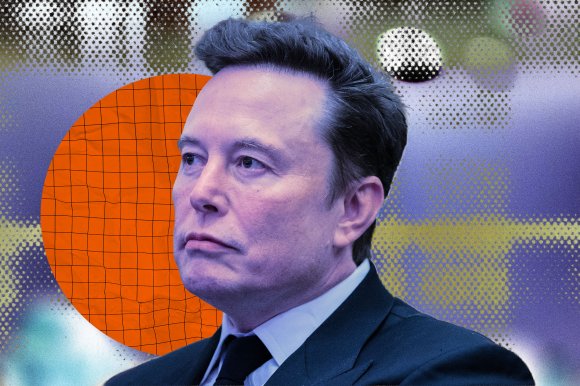A stylized photo illustration featuring Elon Musk.