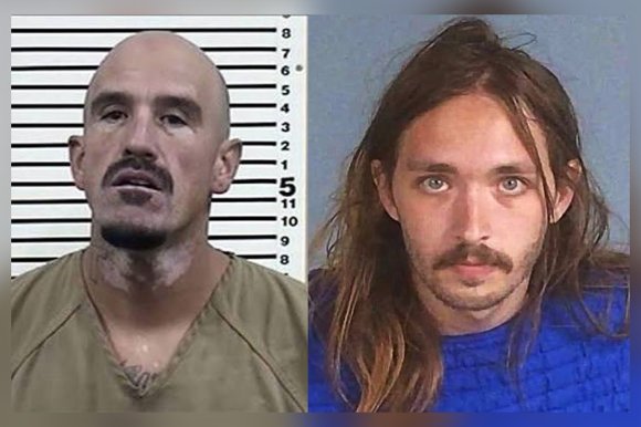 Two mugshots of Joseph Charles Henrichsen, 49, and Phoenix Henrichsen, 23.