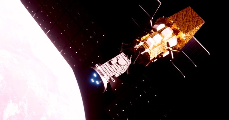 An illustration of the Katalyst LINK spacecraft boosting NASA's Swift observatory.
