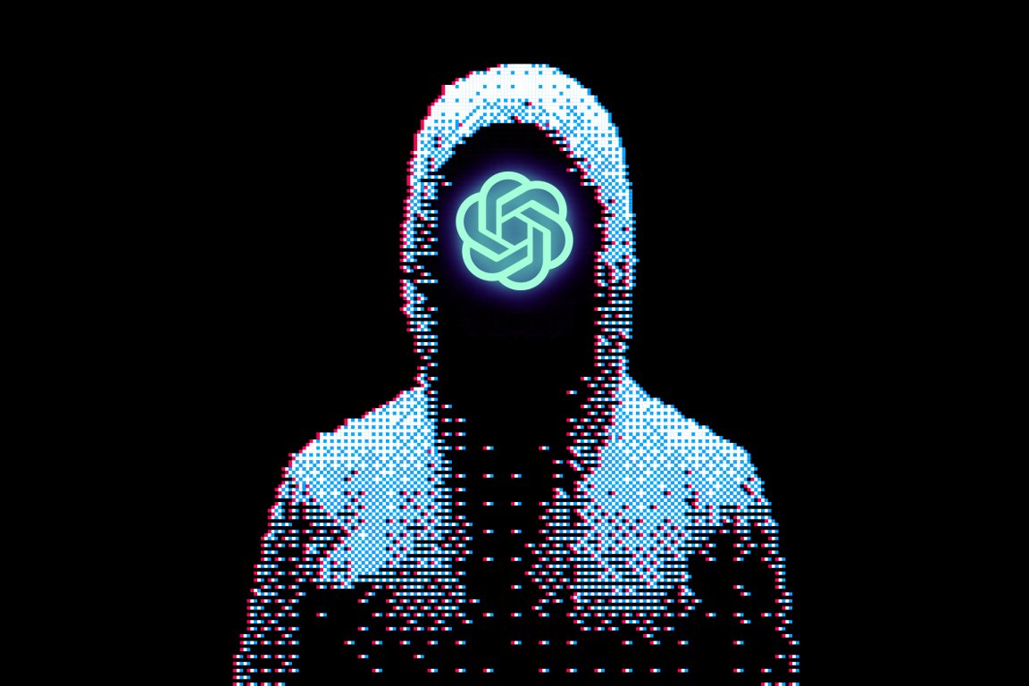 An illustreation depicting a digital grim reaper. In side his dark hood is the glowing icon of ChatGPT.