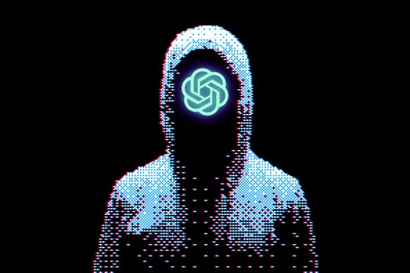 An illustreation depicting a digital grim reaper. In side his dark hood is the glowing icon of ChatGPT.