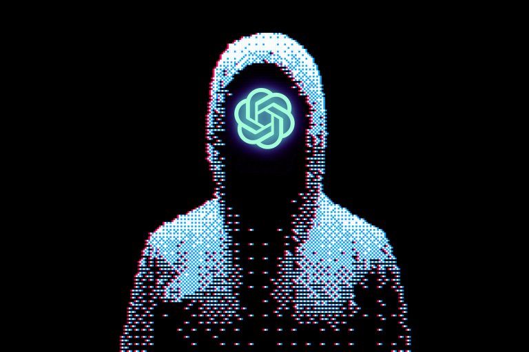 An illustreation depicting a digital grim reaper. In side his dark hood is the glowing icon of ChatGPT.