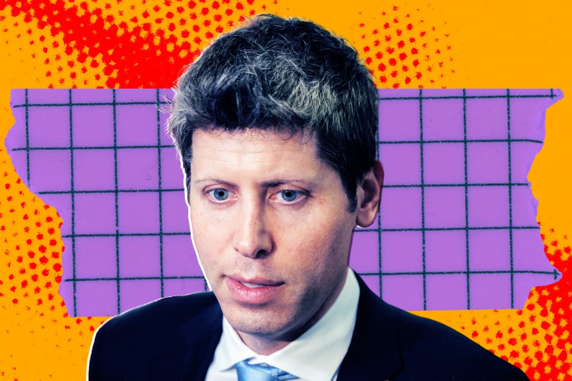A colorful photo illustration featuring OpenAI CEO Sam Altman.