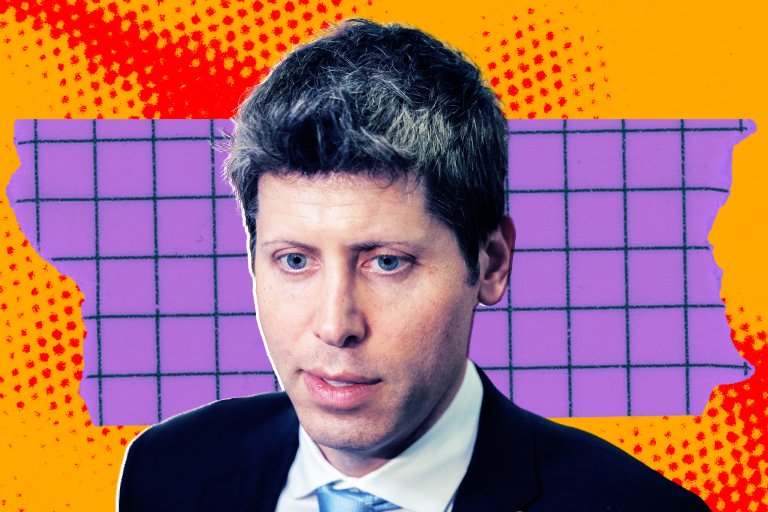 A colorful photo illustration featuring OpenAI CEO Sam Altman.