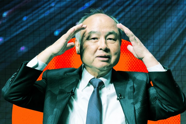 A stylized photo illustration featuring SoftBank Group Corp. Chairman and CEO Masayoshi Son.