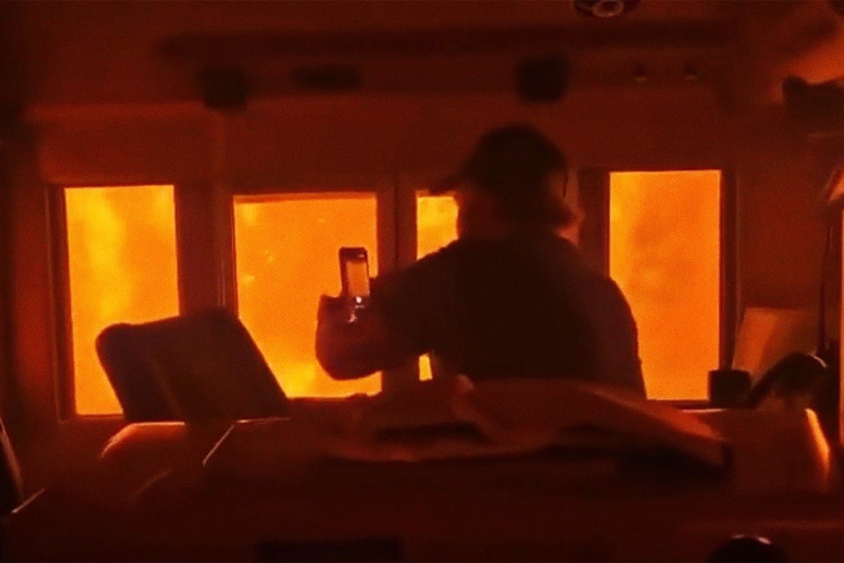 Terrifying Video Shows Locomotive Engulfed in Wildfire Flames