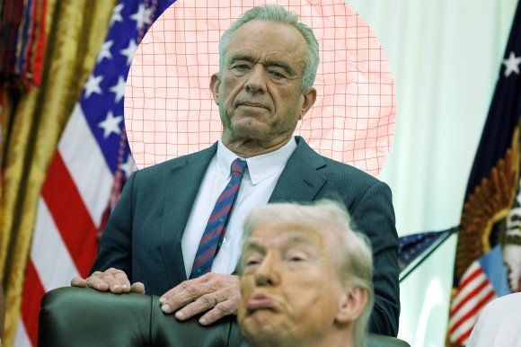 A stylized photo illustration featuring U.S. Secretary of Health and Human Services Robert F. Kennedy Jr. and U.S. President Donald J. Trump.