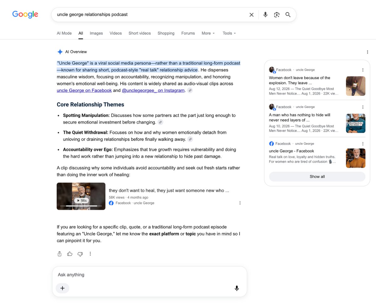 A Google AI Overview for the search