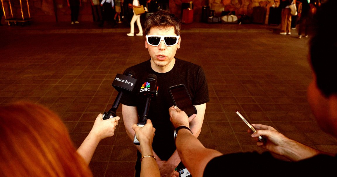 CEO of OpenAI Sam Altman speaks to members of the media.