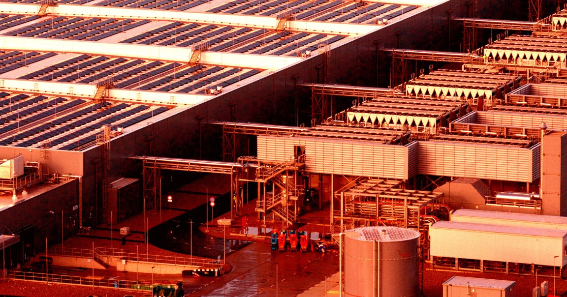 A color-treated photo of a data center.