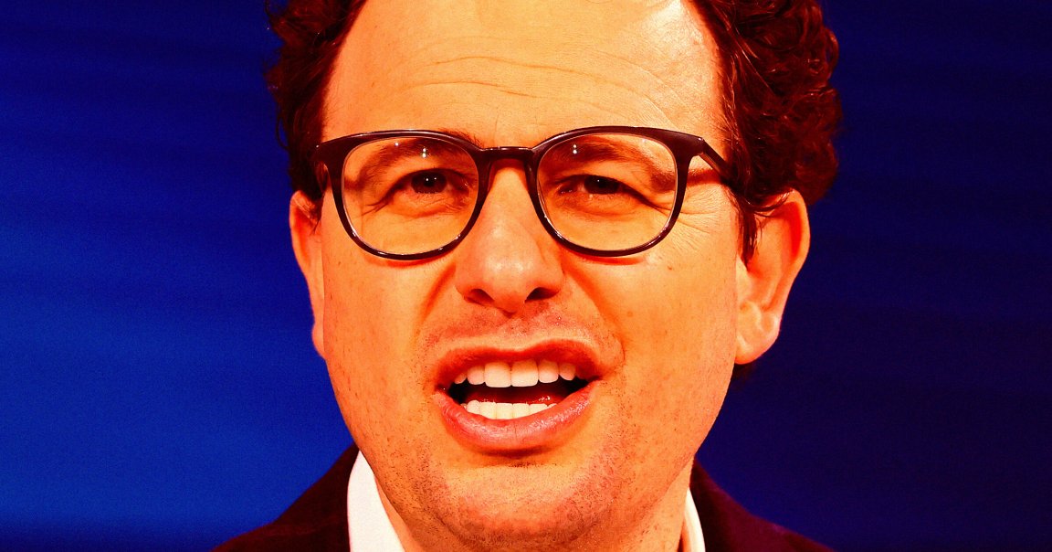 A color-treated photo of Anthropic CEO Dario Amodei