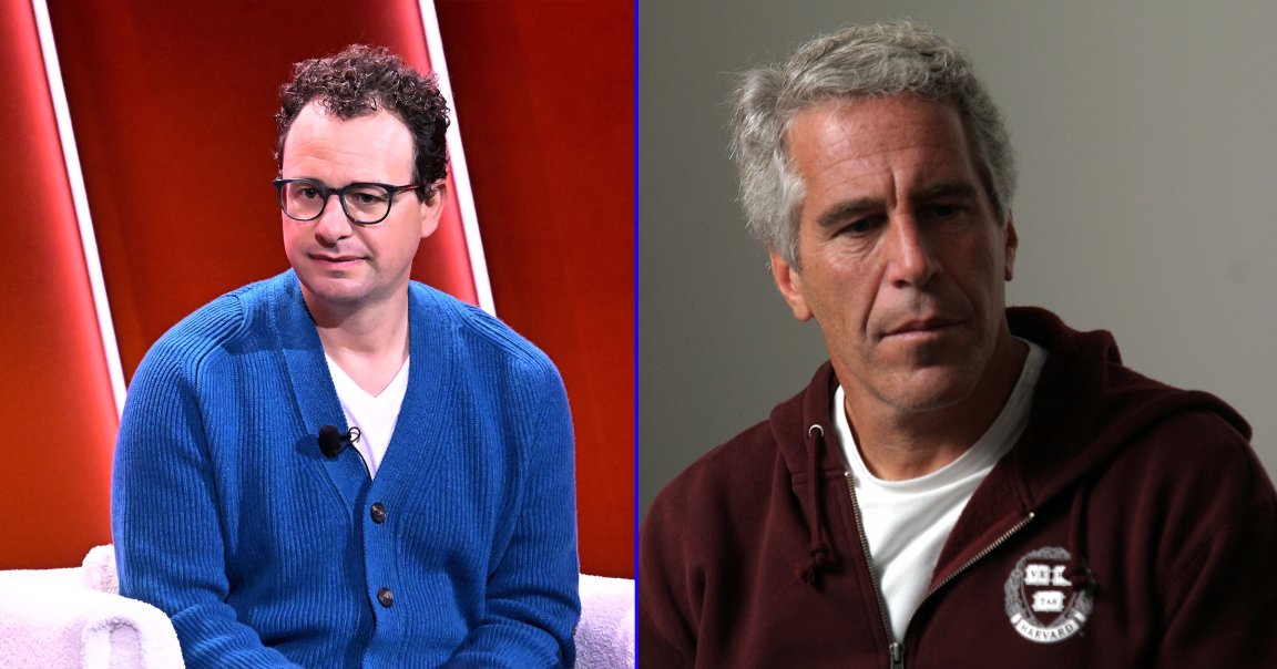 A photo illustration showing Dario Amodei and Jeffrey Epstein.