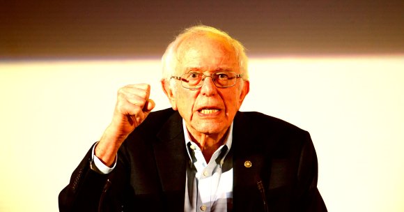 A color-treated photo of Bernie Sanders.