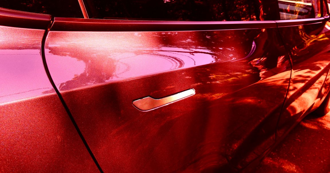 A Tesla vehicle's door handle.