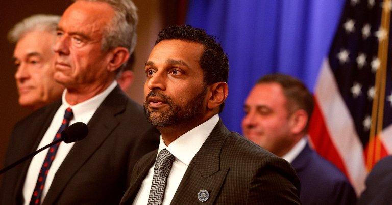 Federal Bureau of Investigation (FBI) Director Kash Patel speaks at a news conference.