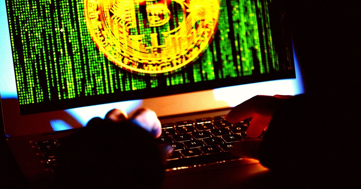 A photo illustration of a Bitcoin hacker.