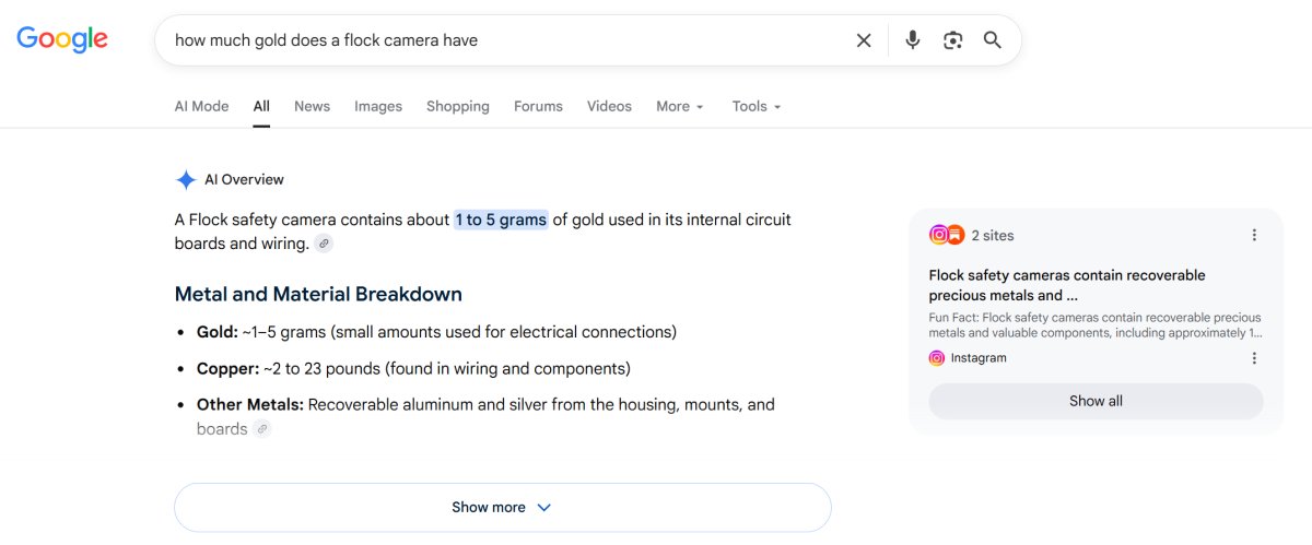 A screenshot of a Google search query for