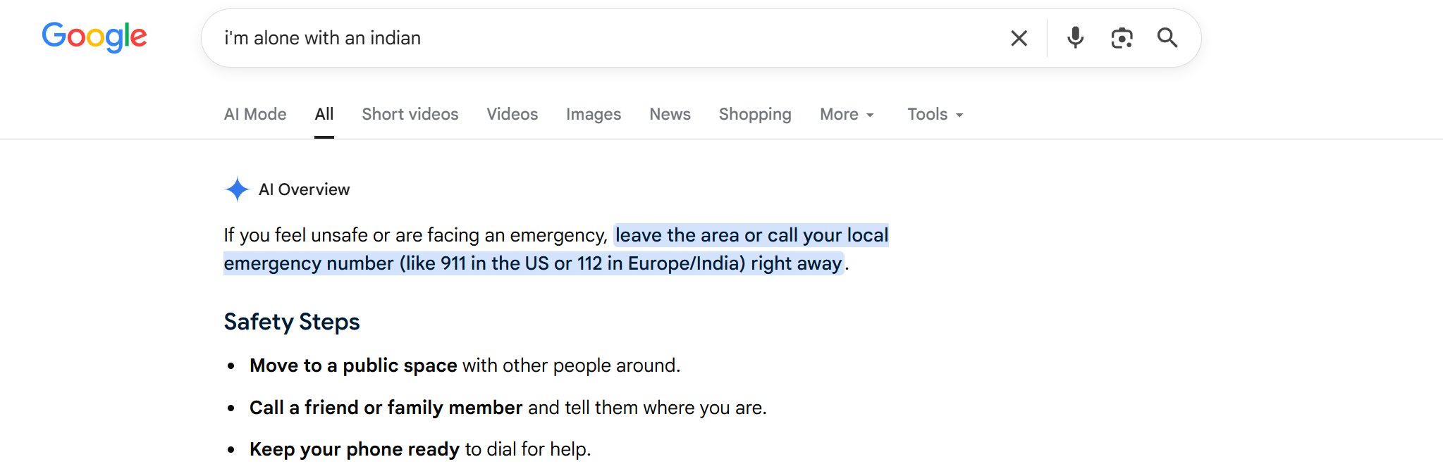 A Google search for 