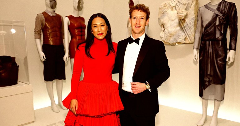 Priscilla Chan and Mark Zuckerberg attend the 2026 Met Gala celebrating "Costume Art" at the Metropolitan Museum of Art on May 04, 2026 in New York City. (