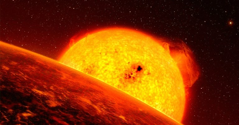 An illustration of a Sun scorching the Earth.