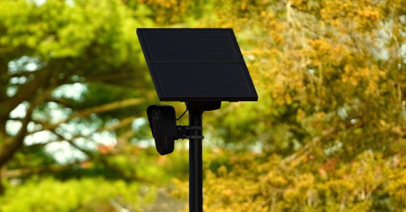 A color-treated photo of a Flock Safety camera.