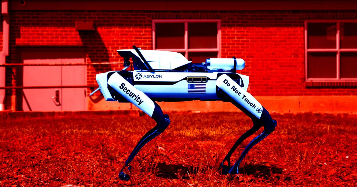 A color-treated photo of a robot dog by the company Asylon Robotics.