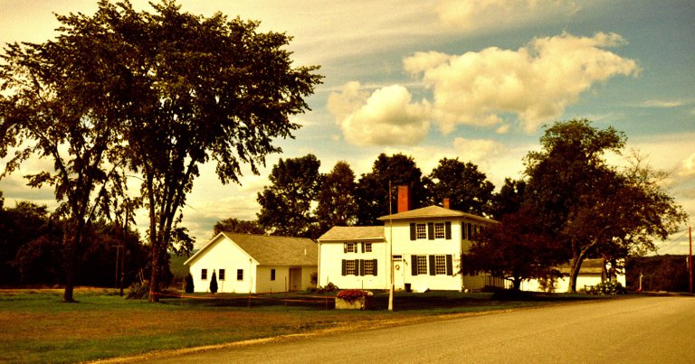 A color-treated photo of Jay, Maine.