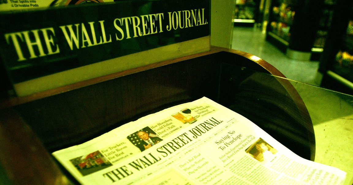 The Wall Street Journal is shown on sale at Hudson News.