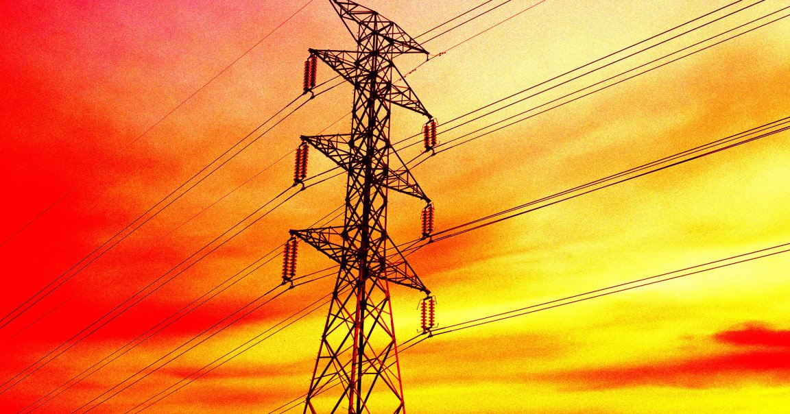 A color-treated photo of power lines.