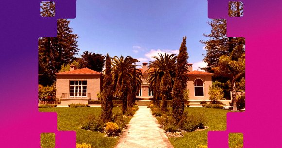 A photo illustration of a mansion in Hillsborough, California.