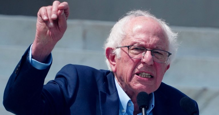 US Senator Bernie Sanders, Independent of Vermont, speaks during a "Defend the Vote" rally.