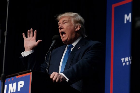 US president Donald Trump is shown at an event.