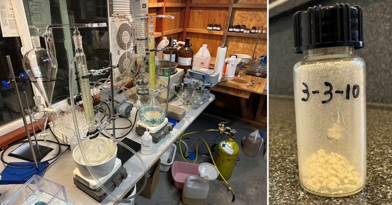 Screenshots of a new drug that was purportedly devised in a man's garage.