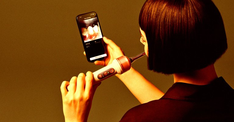 A picture of Dyson's AI-infused electric toothbrush.