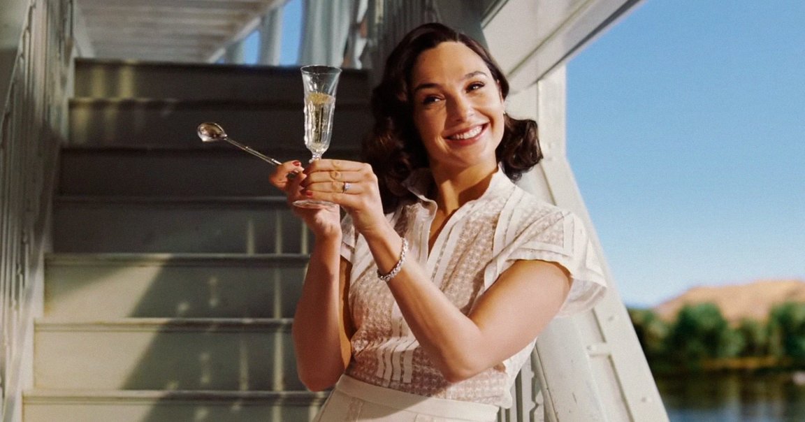 A screenshot of Gal Gadot in "Death on the Nile."