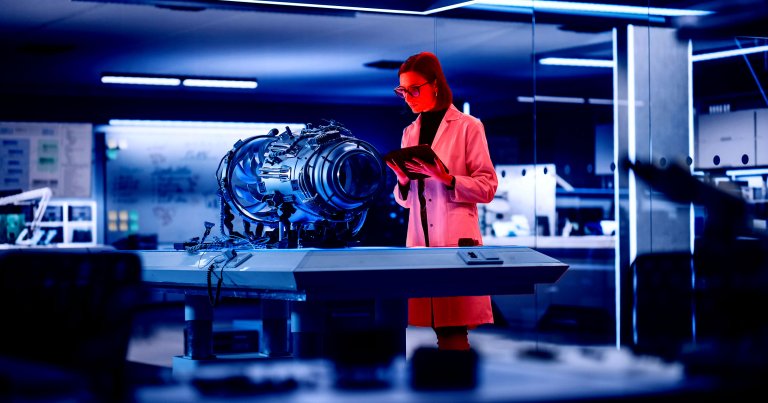 A photo ililustration of an aerospace engineer.