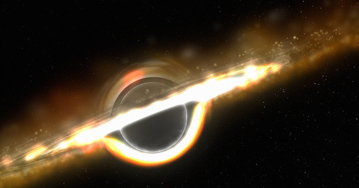 A visualization shows a large black hole.