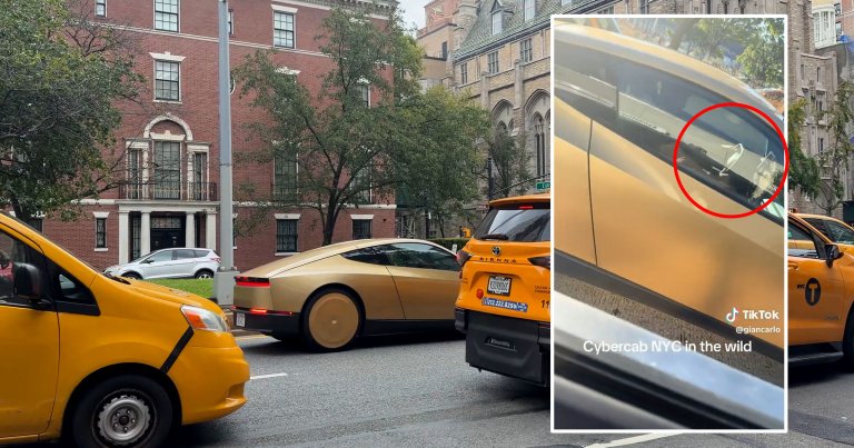 A Cybercab on the streets of New York City.