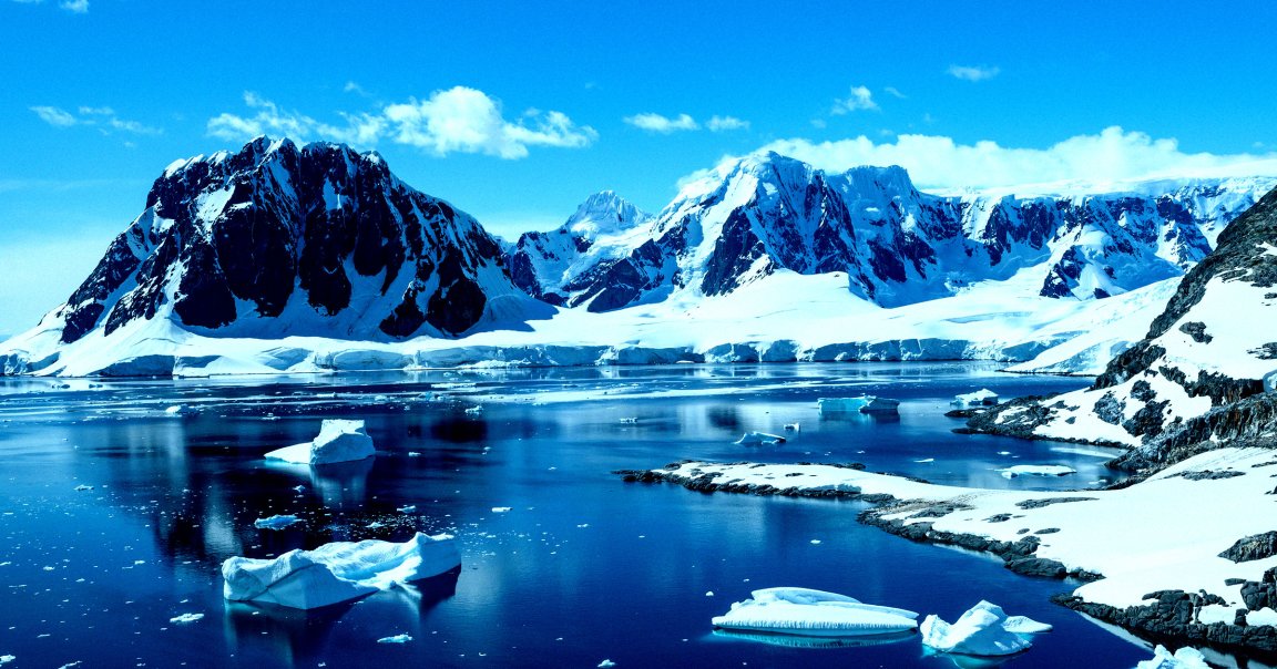 A view of mountains in Antarctica.