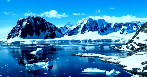 A view of mountains in Antarctica.