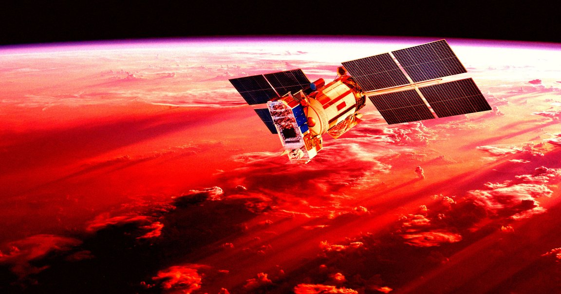 A color-treated photo of a satellite.