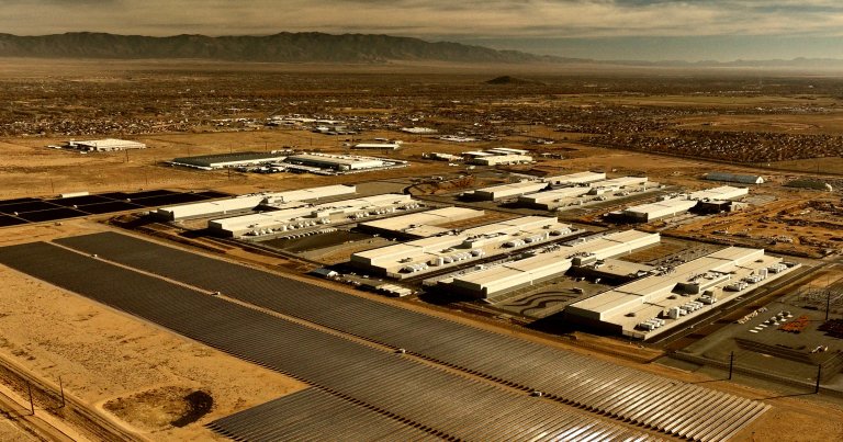 An aerial photo of a Meta data center.