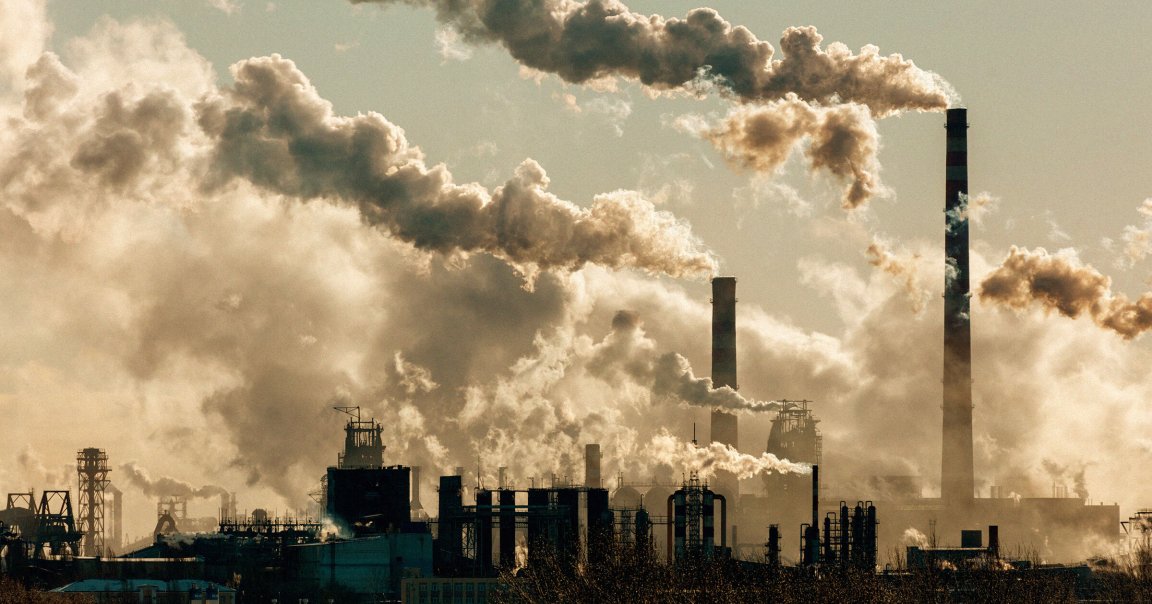 A power plant emitting emissions.